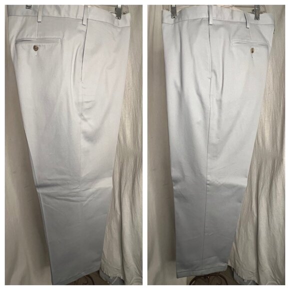 Lands End men’s dress pants size 38 traditional fit light gray flat front pocket - Picture 11 of 16